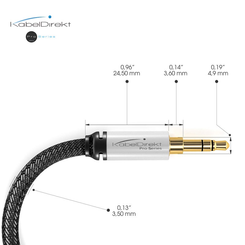 KabelDirekt Aux Cord â€“ 3.5mm Audio Cable â€“ 8ft â€“ Designed in Germany with Break-Proof Metal Plug (Headphone & aux Cable for iPhone/car/Laptop, Auxiliary Cord, 3.5mm Male to Male, Nylon) â€“ by CableDirect - Image 2